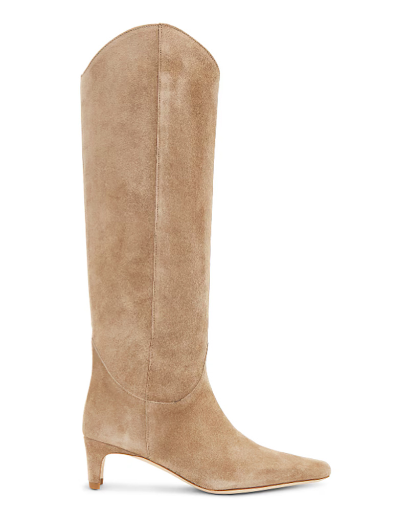 light brown suede Staud Western Wally Boot low heel