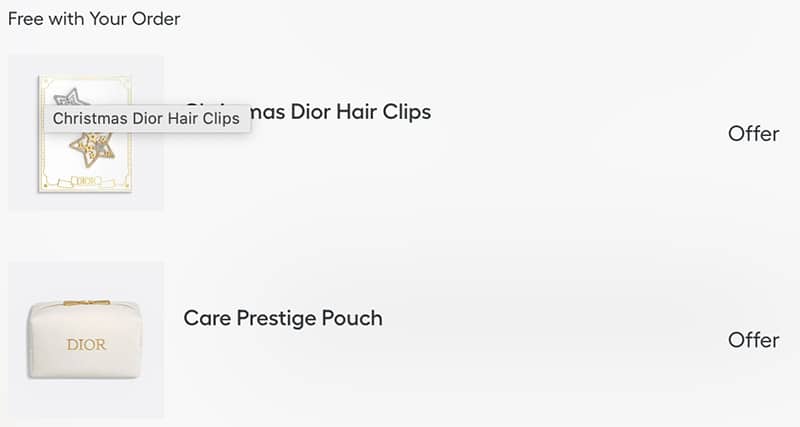 dior beauty free gift purchase code hair clips