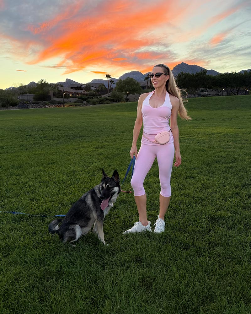 wiskii active sale pink leggings and matching top at sunset