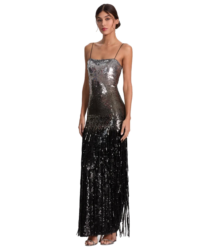 designer party dress black silver alice olivia