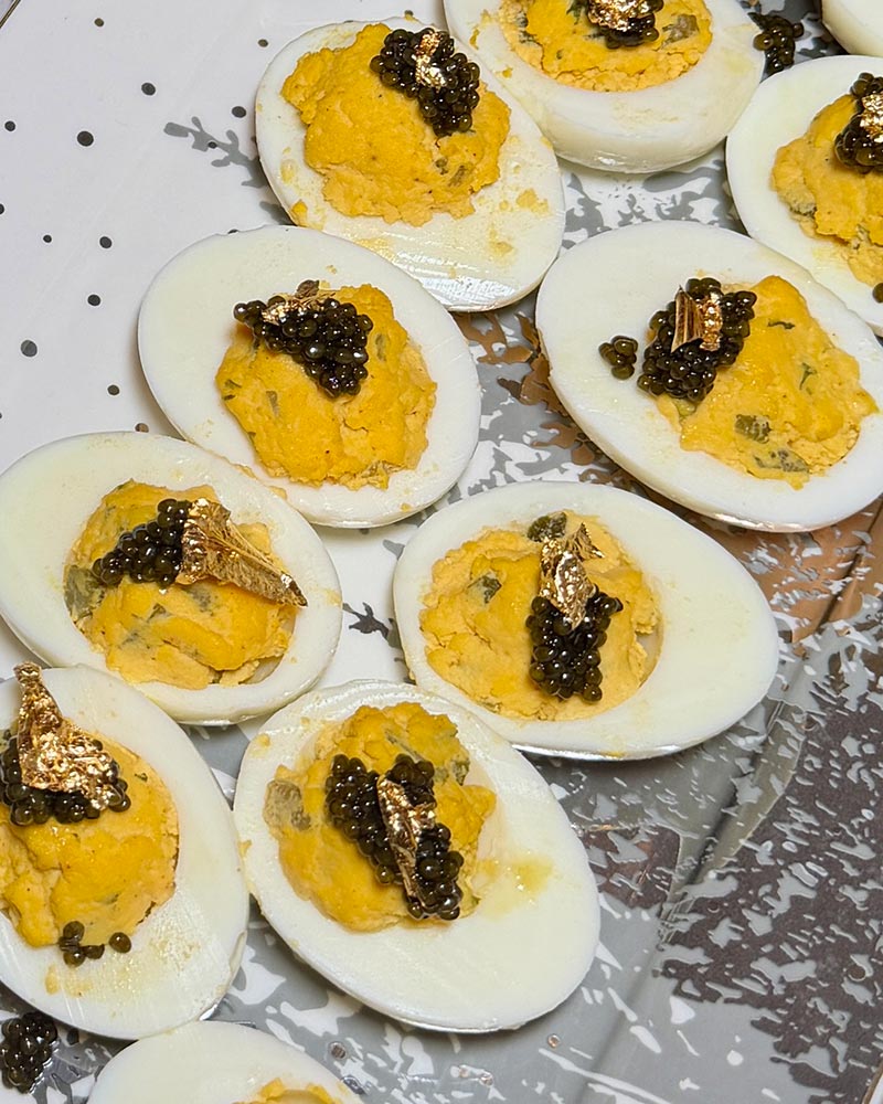 deviled eggs caviar gold leaf