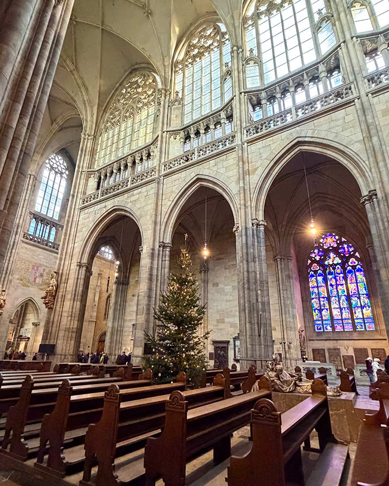 prague castle st vitus cathedral stained glass windows