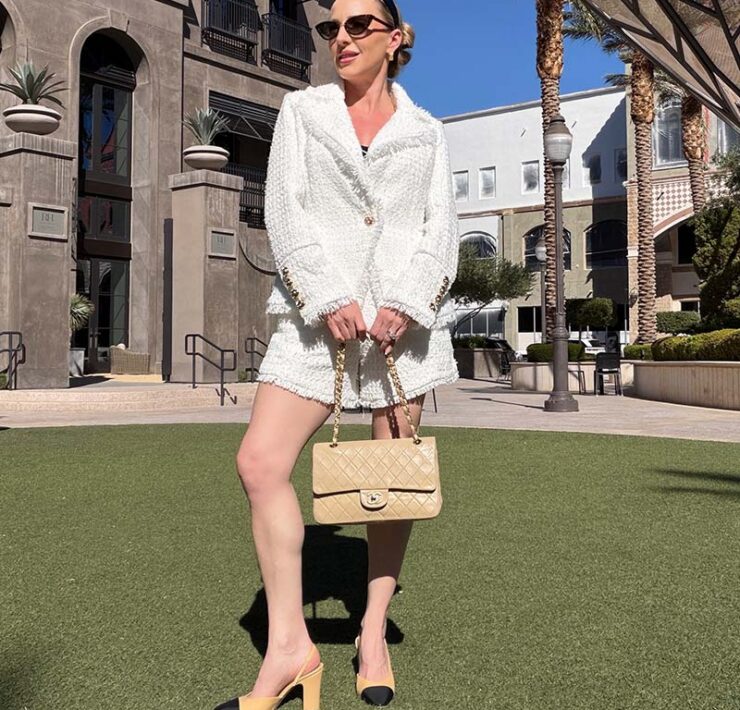 The Noli Shop white tweed blazer shorts set