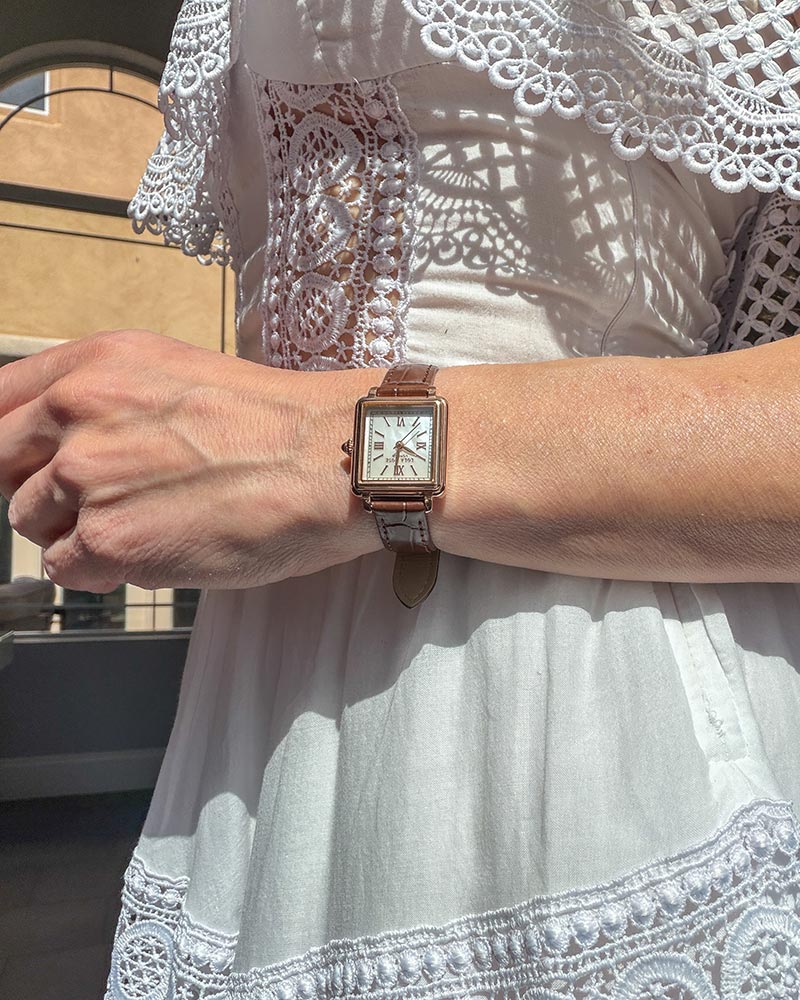 Lola Rose Mother of Pearl Watch brown leather strap