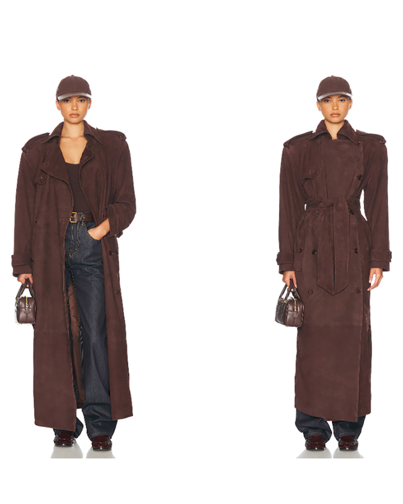 HELSA brown suede trench coat