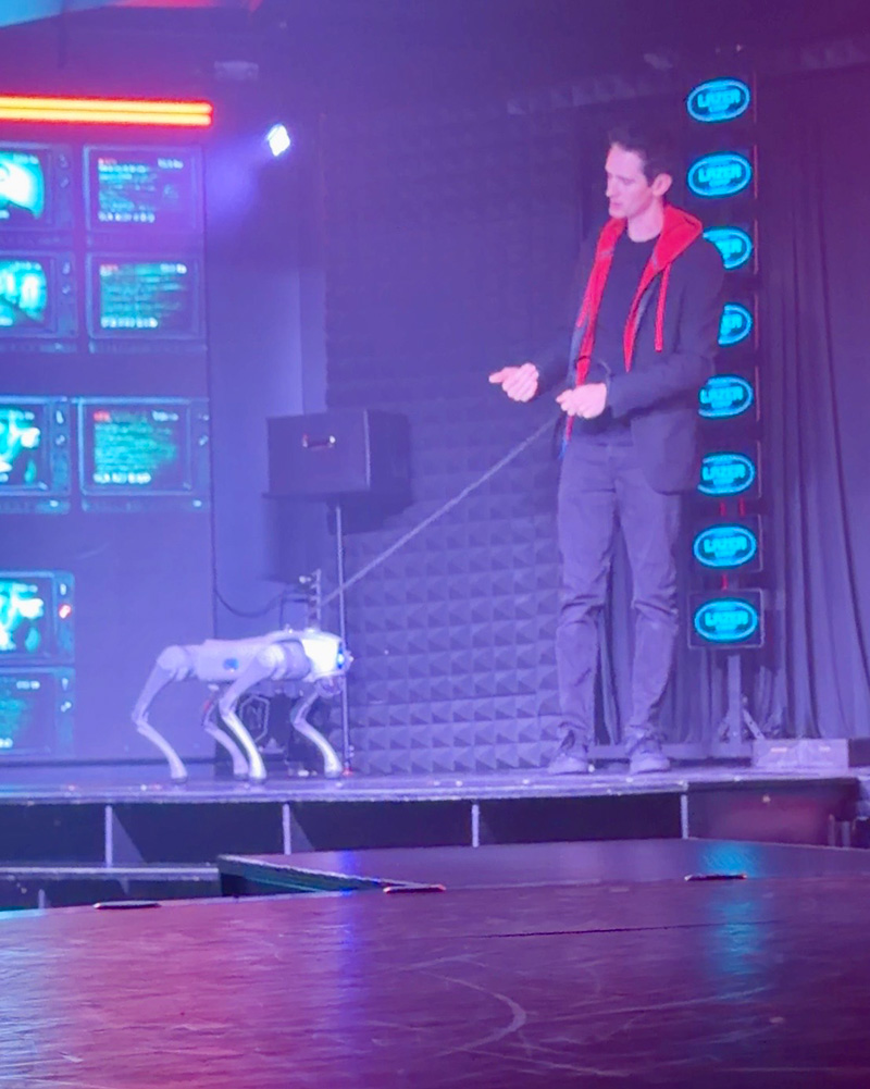 best magic show las vegas robot dog on stage at Hacked